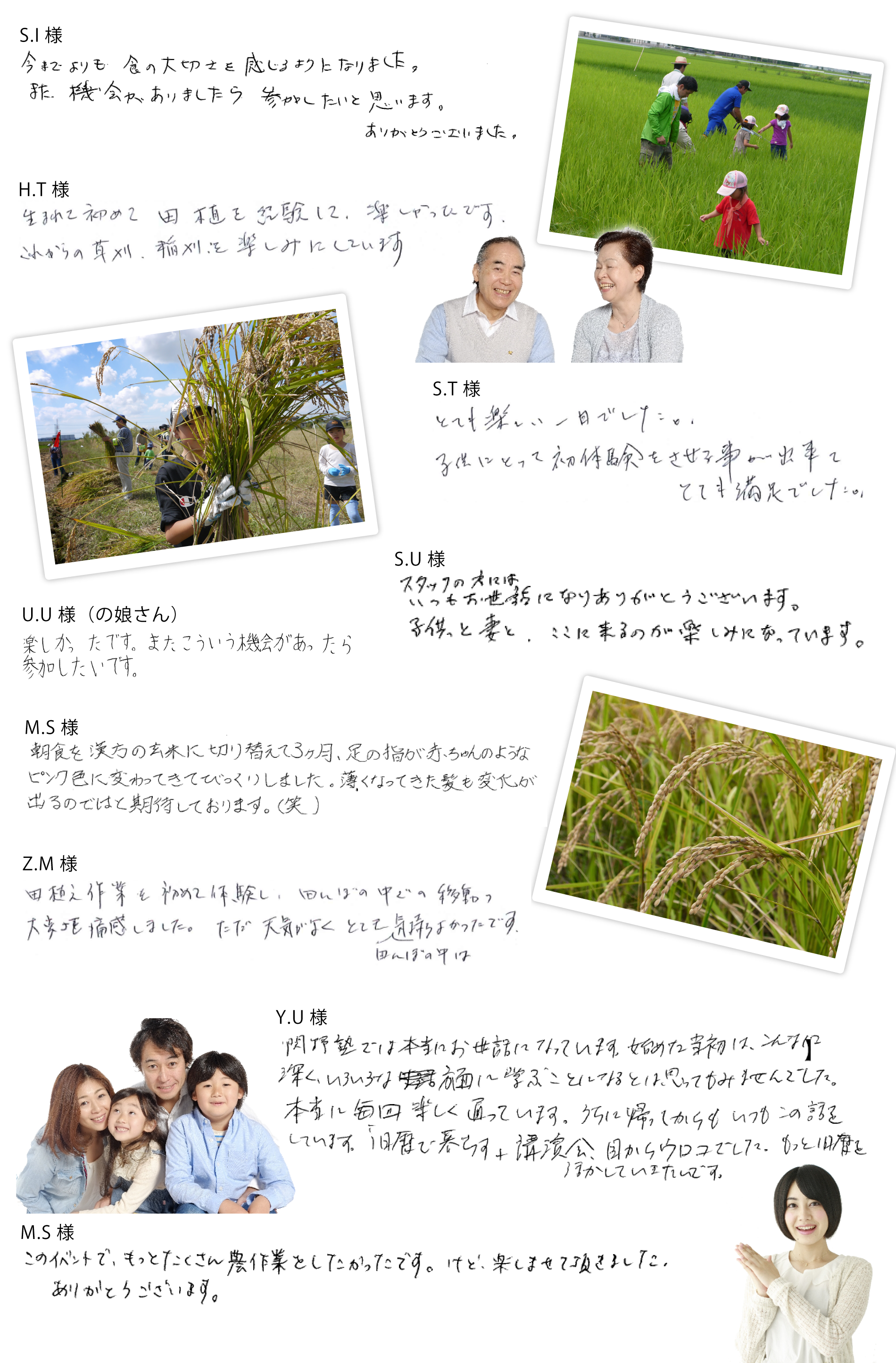 お客様の声　誠農社 漢方農法米田んぼオーナー