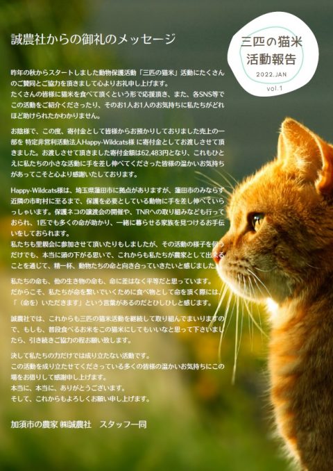 「三匹の猫米」活動報告 Vol.1